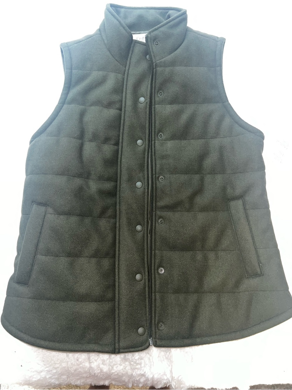 croft & barrow Olive Green Quilted Snap-Front Vest